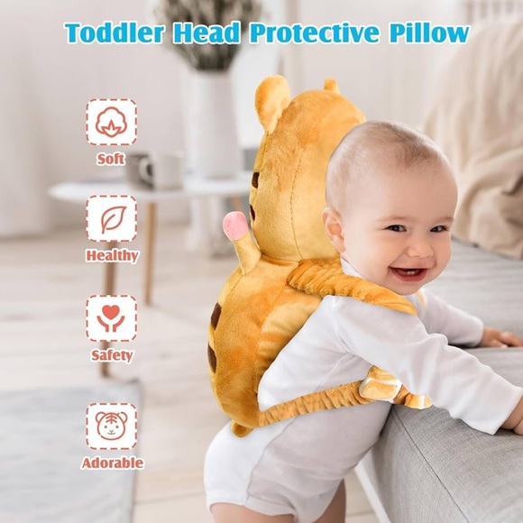 Infant Baby Toddler head protective pillow Plush Tiger with straps - Picture 8 of 8